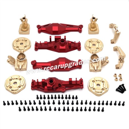 MJX Hyper Go H12Y/H12Y+ Upgrade Parts Front and rear axle housings, Brass cups, C seats, Axle covers red