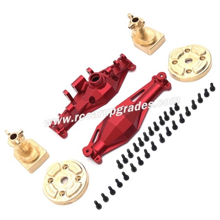 MJX Hyper Go H12Y/H12Y+ Upgrade Parts Rear axle housing, Brass rear cup, Axle cover red