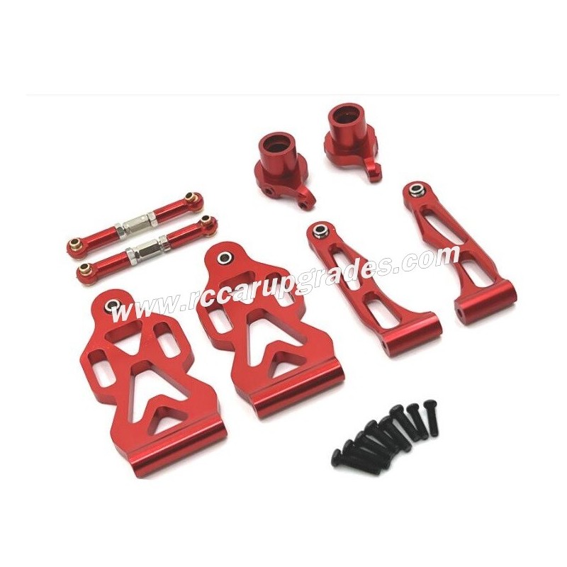 SUCHIYU SCY 16106 Upgrade Parts Metal Front Steering Cup, Steering Rod, Front Swimg Arm Kit red