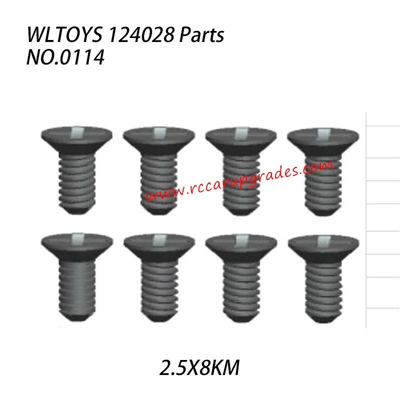 WLTOYS 124028 RC Vehicle Parts Cross flat head screw 2.5X8KM 0114