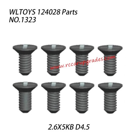 WLTOYS 124028 RC Vehicle Parts Cross countersunk head tapping screw 2.6X5KB D4.5 1323