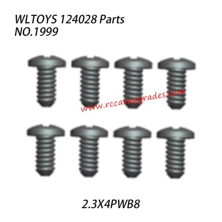 WLTOYS 124028 RC Vehicle Parts Screw 2.3X4PWB8 1999