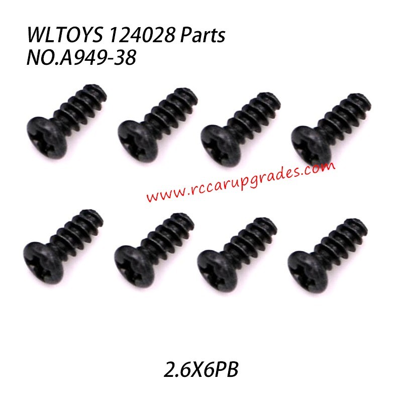 WLTOYS 124028 RC Vehicle Parts Round Head Tapping Screw 2.6x6PB A949-38