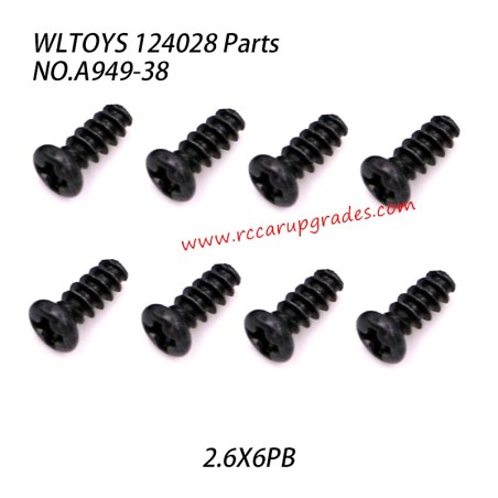 WLTOYS 124028 RC Vehicle Parts Round Head Tapping Screw 2.6x6PB A949-38