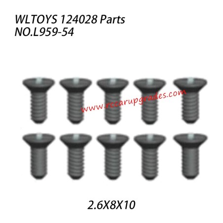 WLTOYS 124028 RC Vehicle Parts Countersunk Head Tapping Screw 2.6x8x10 L959-54