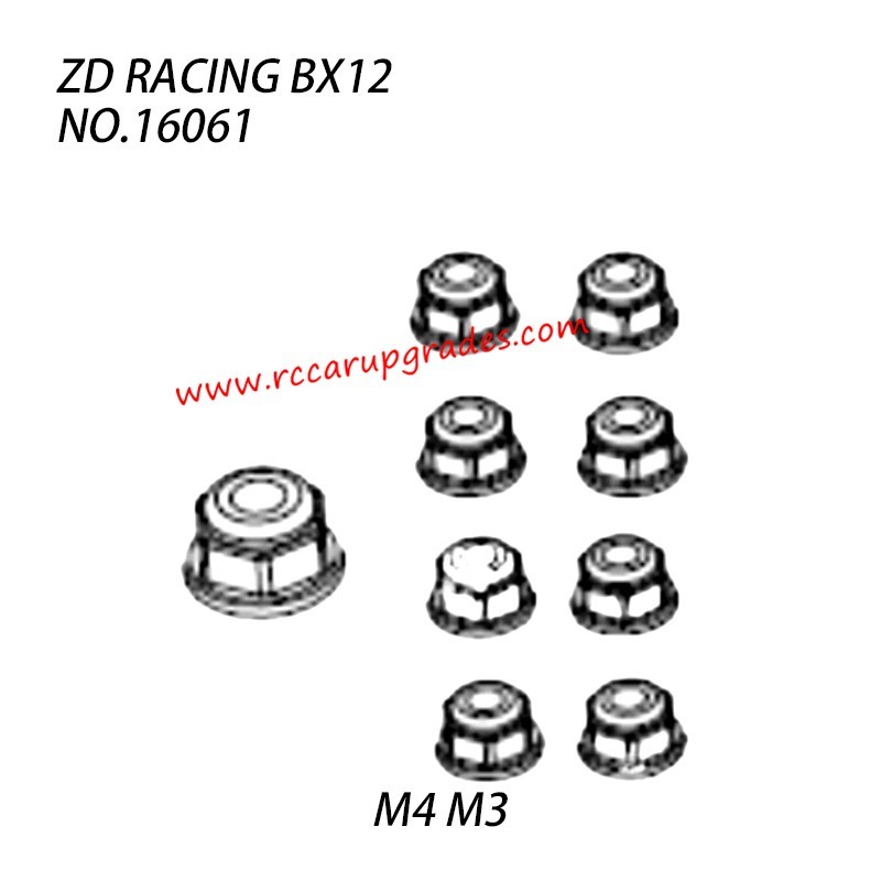ZD Racing BX12 RC Car Parts (M4 M3) Nuts 16061