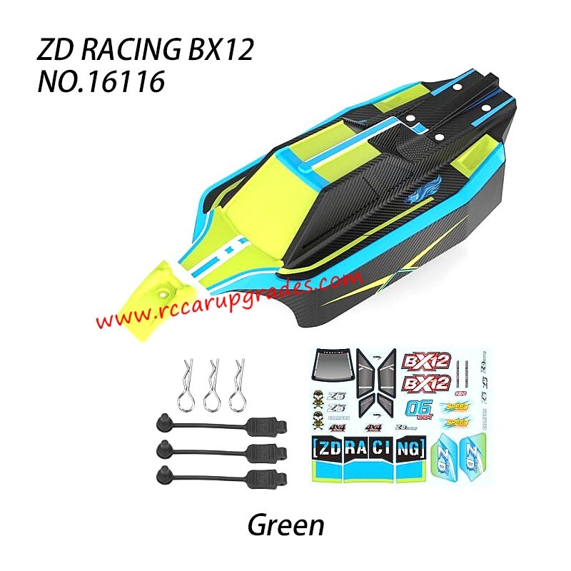 ZD Racing BX12 RC Truck Parts Black body shell PVC magic sticker Green 16116