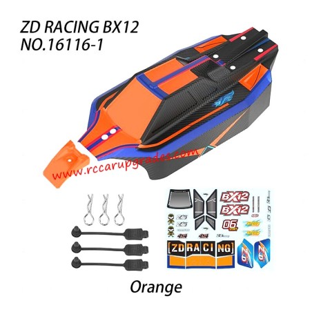 ZD Racing BX12 RC Truck Parts Black body shell PVC magic sticker Orange 16116-1